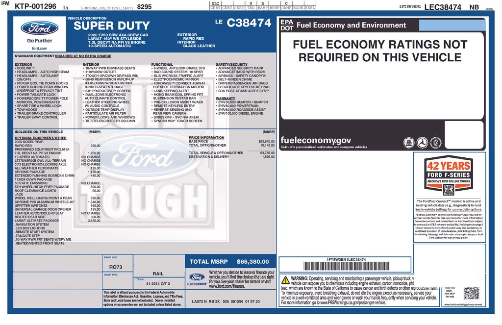ford f-350 super duty 2020 1FT8W3BN1LEC38474 image ford f-350 super duty 2020 1FT8W3BN1LEC38474 image
